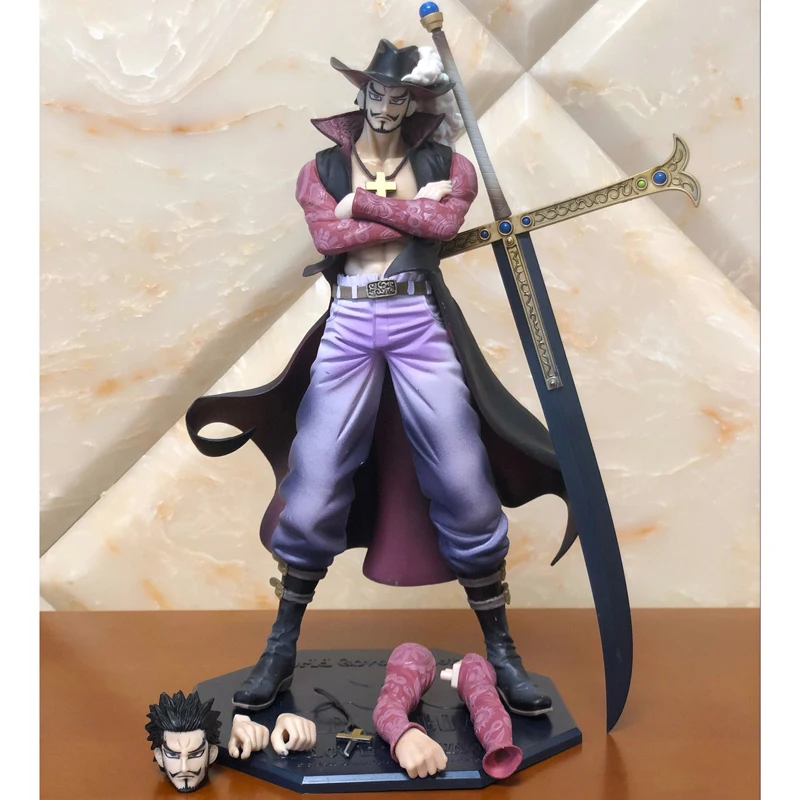Deluxe World Government Dracule Mihawk Action Figure POP Anime Toy 10th Anniversary Big Excellent Model Collectibles