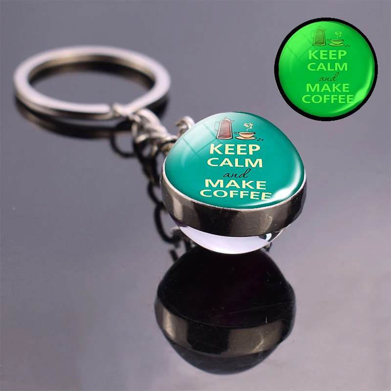 Светящийся стеклянный шар брелок Keep Calm Statement Брелок Серебряный цвет