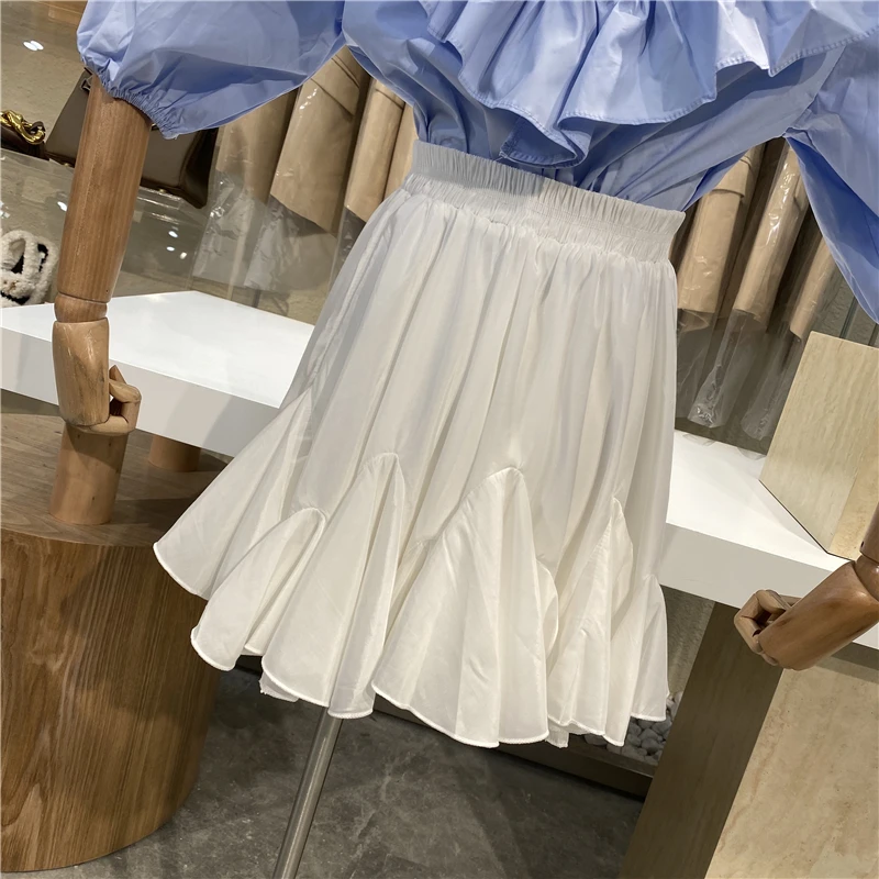 

All-match Solid Color Asymmetrical Design Feeling Skirt Can Be Salt Sweet Temperament Super Fire Vertical Feeling A-line Skirt