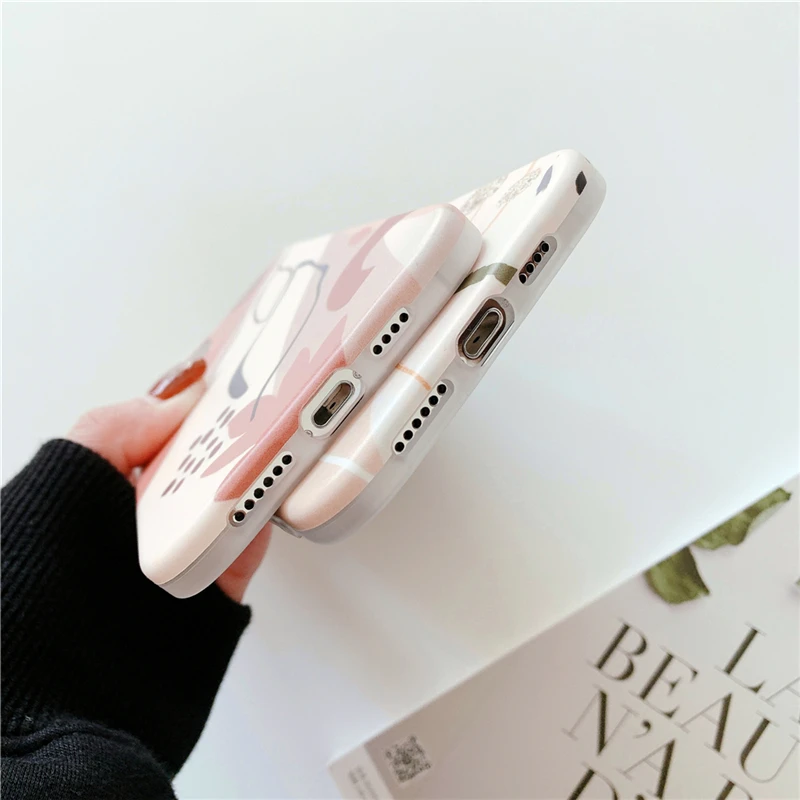Matte Cartoon Graffiti Phone Case For iPhone 11 Pro Max XS Max 7 8 Plus 12 Mini XR X SE 2020 12Pro Cute Floral Painting Coque