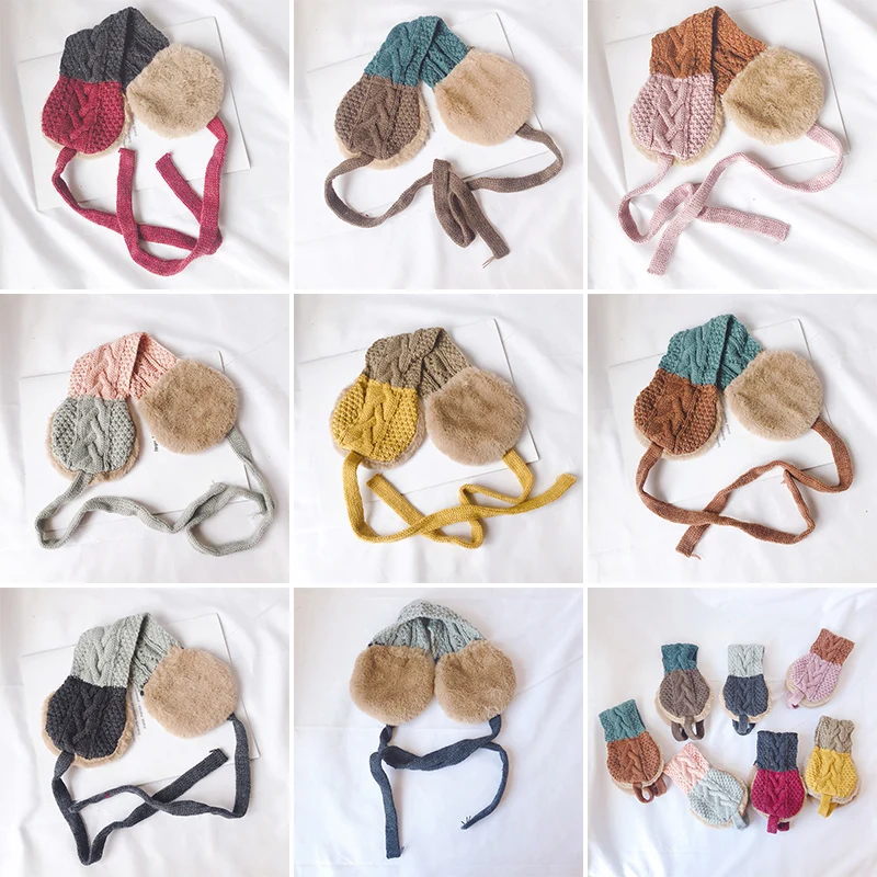 

Winter Knitting Earmuffs for Kid Warm and Anti-Freeze Various Color Movable Ear Cover Unisex LL@17