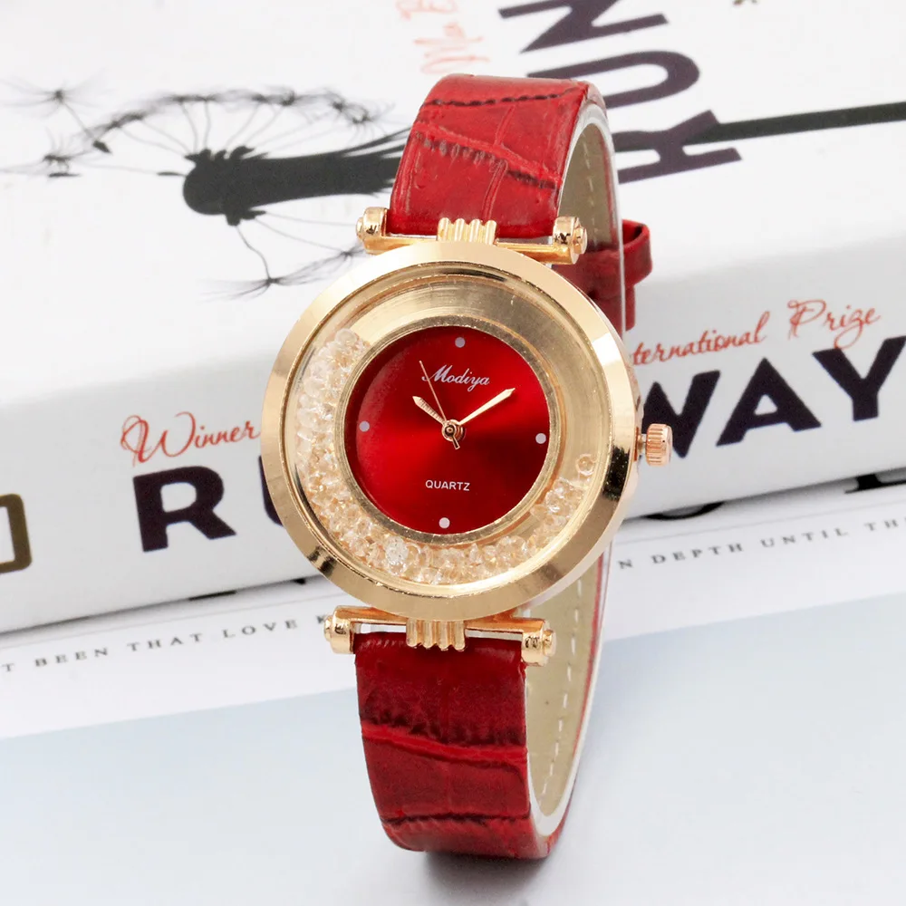 Модные простые женские часы Аналоговые с кожаным зыбучим песком и шариковым