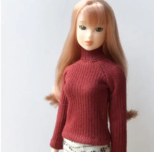 wine red Новая Одежда для кукол Blyth, модная водолазка, свитер, футболка для 1/6, аксессуары для кукол(подходит для ob24 azone pullip barbies blyth 1/6 Doll - Цвет: wine red