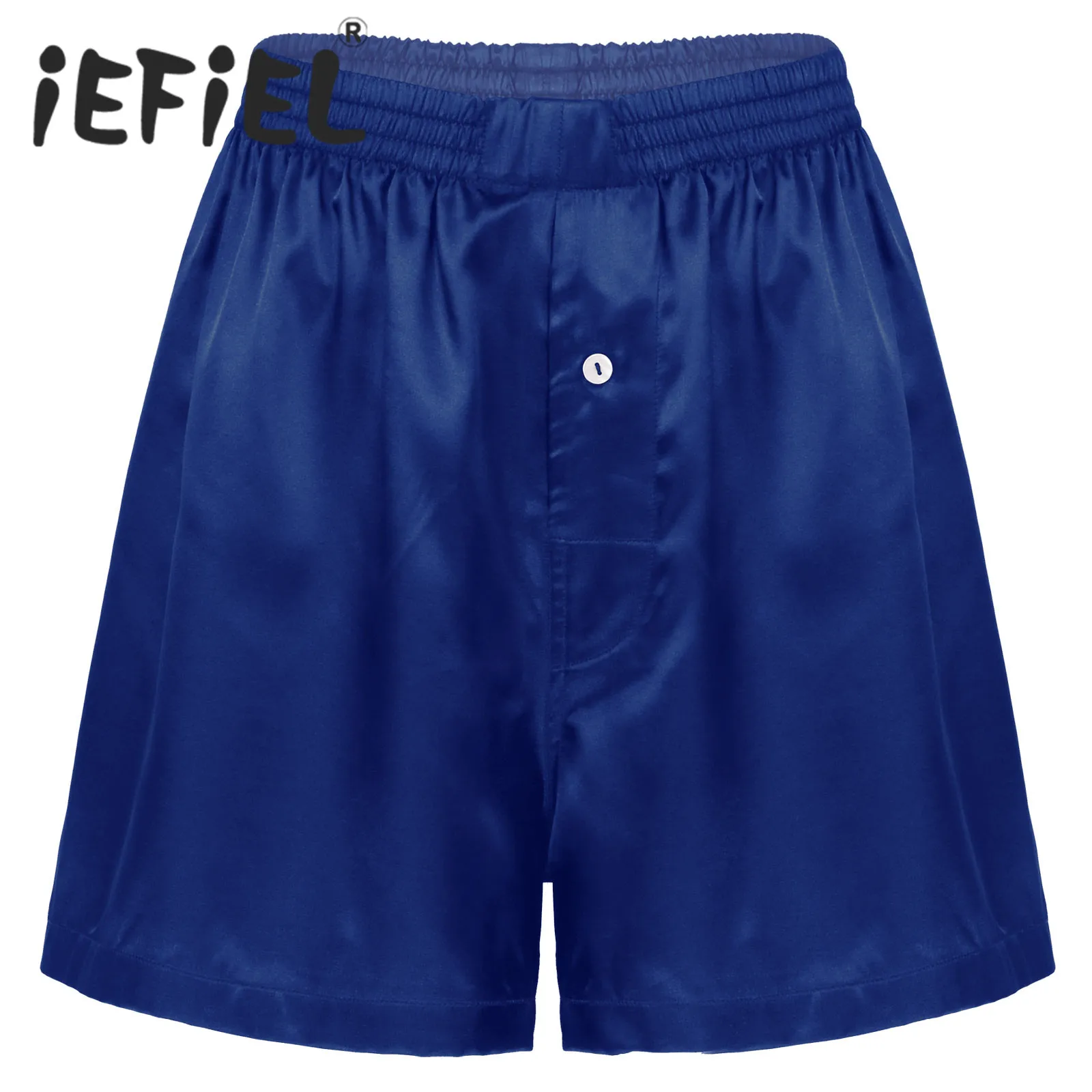 Шорты-боксеры iEFiEL мужские атласные домашняя одежда эластичный пояс на пуговицах