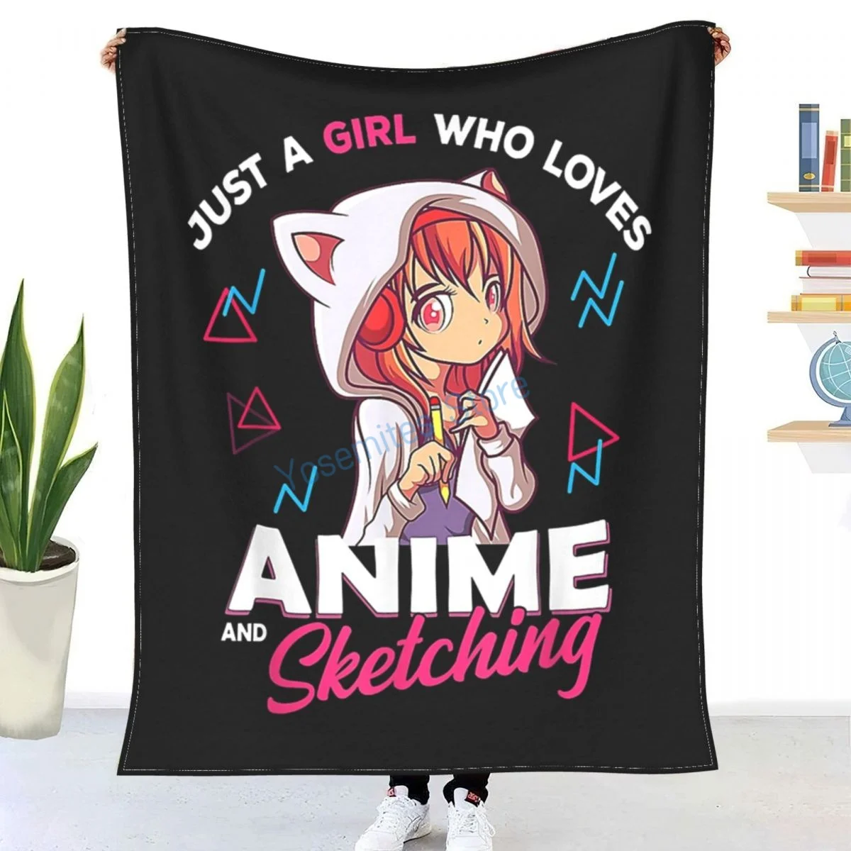 

Just A Girl Who Loves Anime Sketching Throw Blanket Winter flannel bedspreads, bed sheets, blankets on cars and sofas, sofa