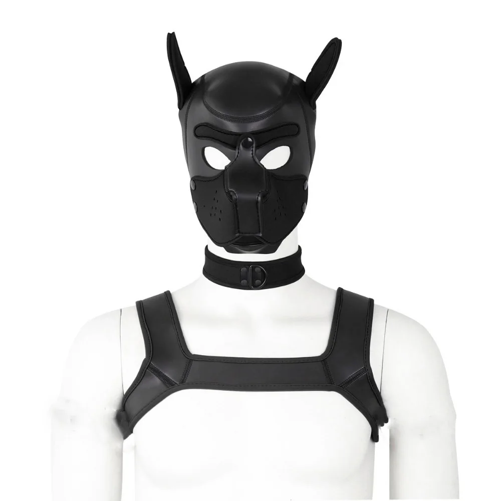 Щенок играть собака капюшон маска садо Для Мужчин's ремешок для крепления на
