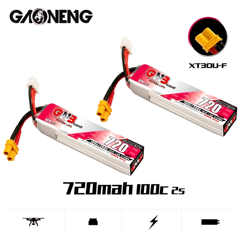 1-5 шт. GAONENG GNB 7,6 V 2S 720mAh 100C/200C HV XT30U-F разъем Lipo батарея для RC FPV Whoop Frame Kit Tinywhoop Racing Drone