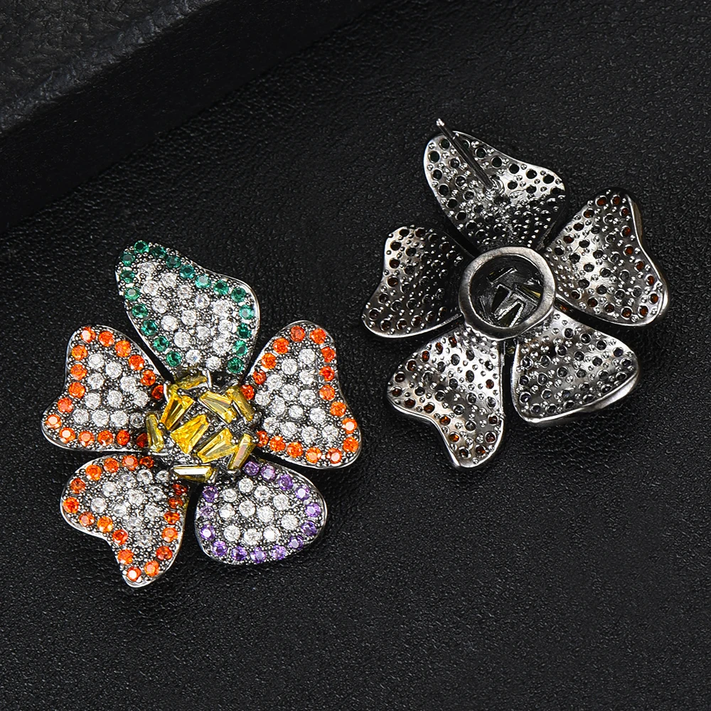 

SISCATHY Elegant Flower Stud Earrings Fashion Cubic Zirconia Women Dress Engagement Party Wedding Bridal Earring Jewelry