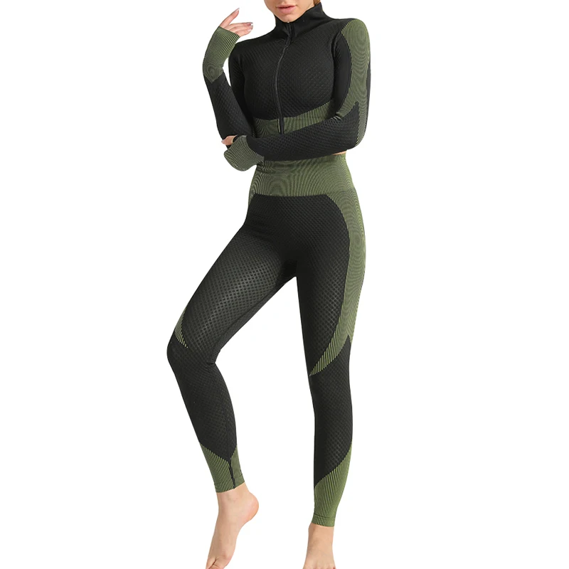Костюм спортивный женский бесшовный для бега йоги и фитнеса комплект спортивной