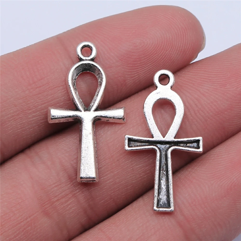 

200pcs 26x14mm Cross Ankh Charm Jewelry Making Antique Bronze Color Ankh Cross Charm