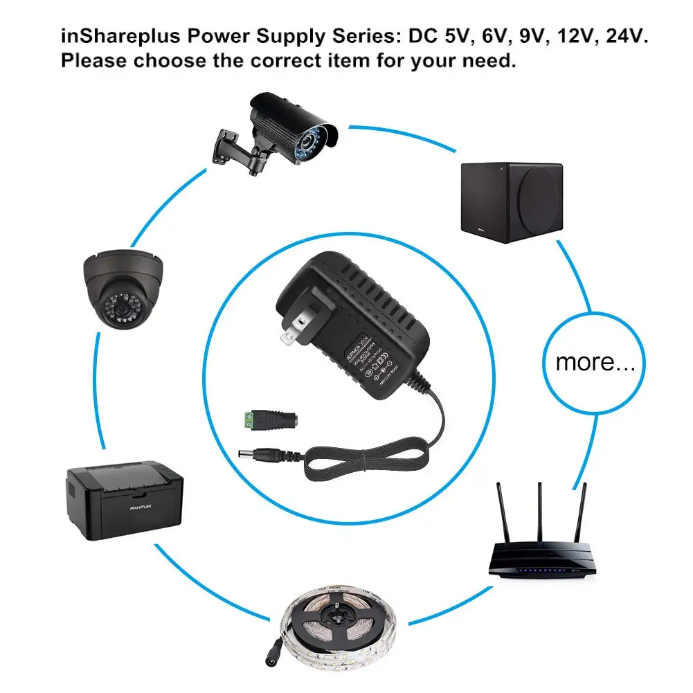 DC12V 2A Power Supply Adapter AC100-240V to Transformers Switching for 12V LED Strip Lights 2.1mm X 5.5mm | Безопасность и защита