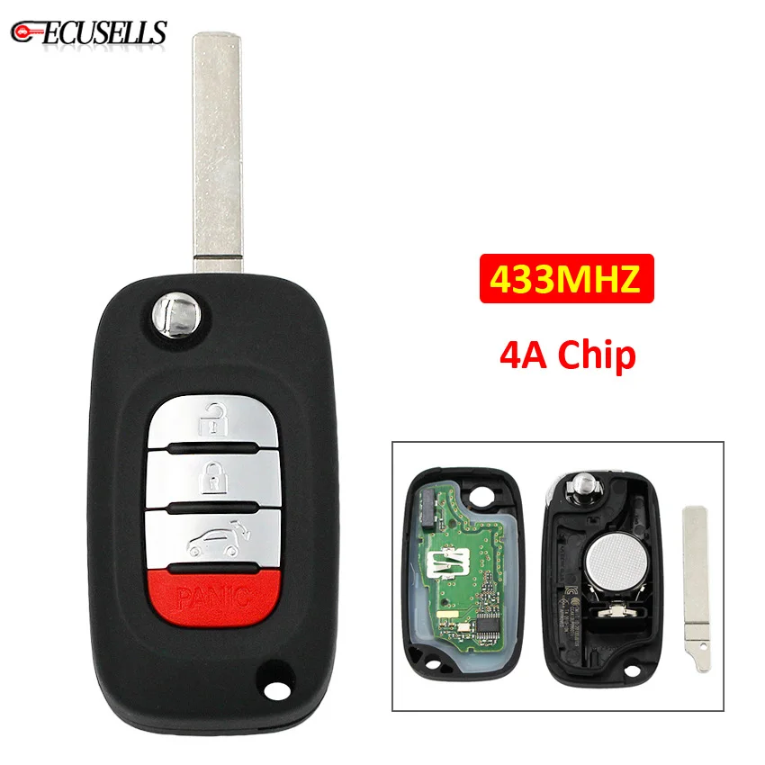3 + 1/4 кнопки OEM Складной флип-пульт умный Автомобильный ключ 433 МГц 4A чип для Benz Smart