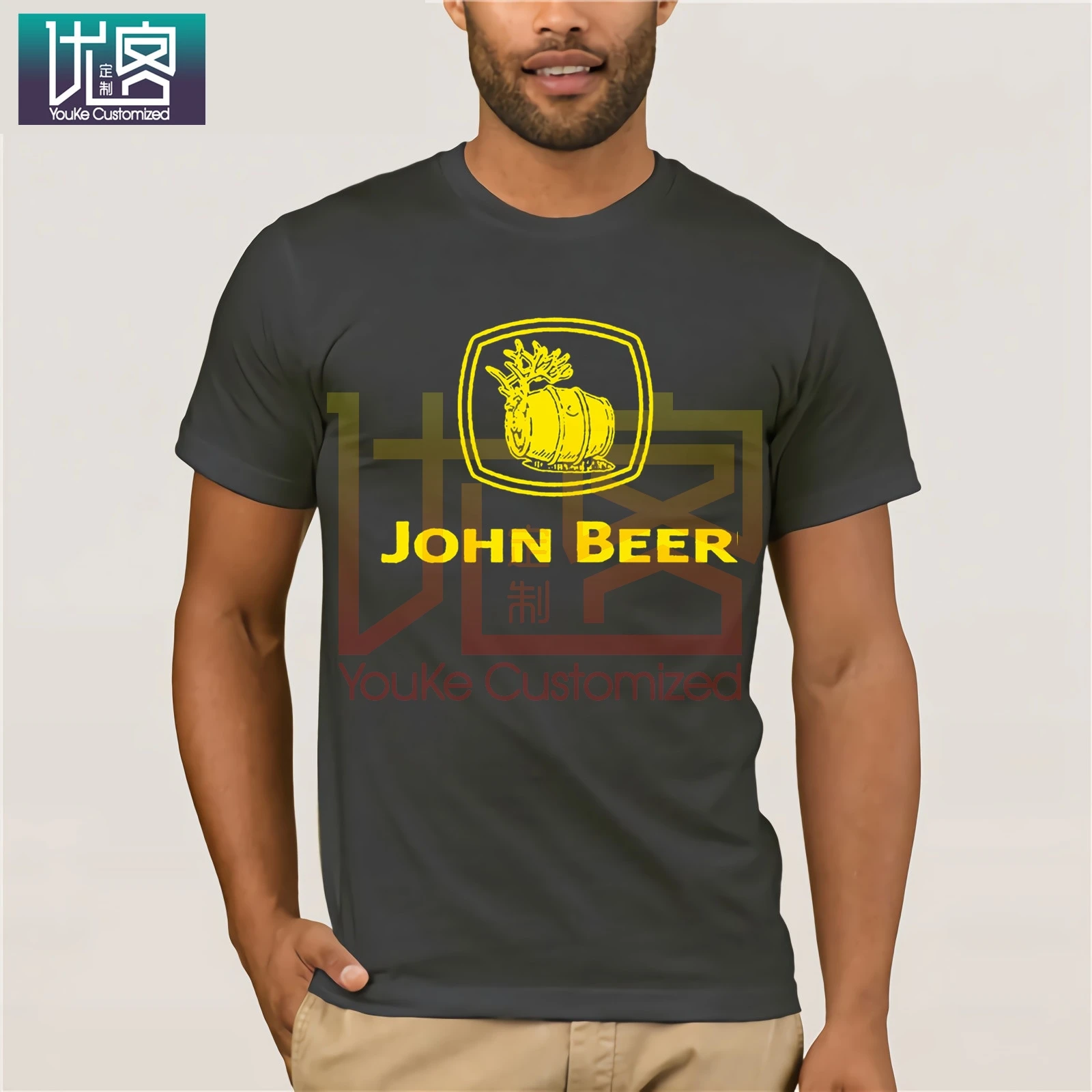 GILDAN забавная футболка John Beer трактор экскаватор зеленые Забавные футболки