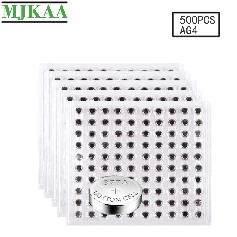 MJKAA 500 шт. AG4 батарея для монет 1 55 В щелочная 377A 377 LR626 SR626SW SR66 LR66 батарейки часов