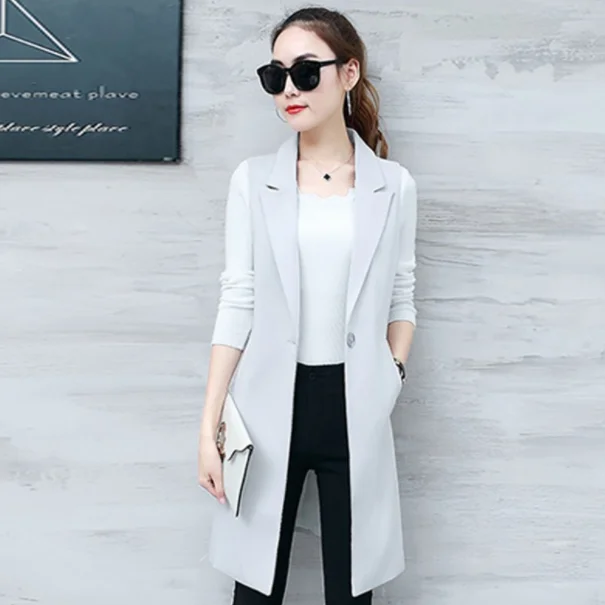 Элегантный Блейзер жилет большого размера XXXL Женский Длинный без рукавов куртка