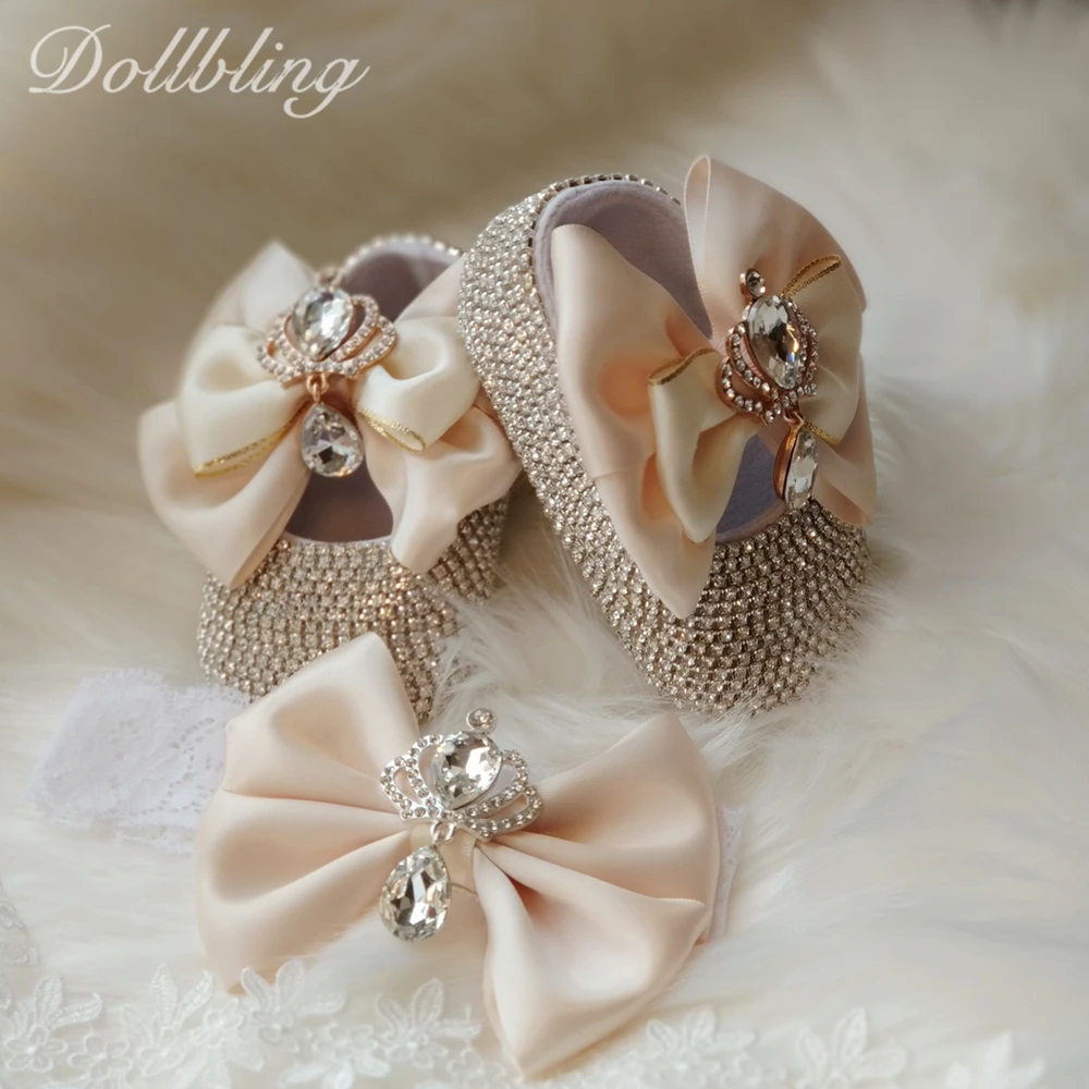 Ботинки Dollbling в стиле барокко для девочек первая прогулочная обувь Золотая