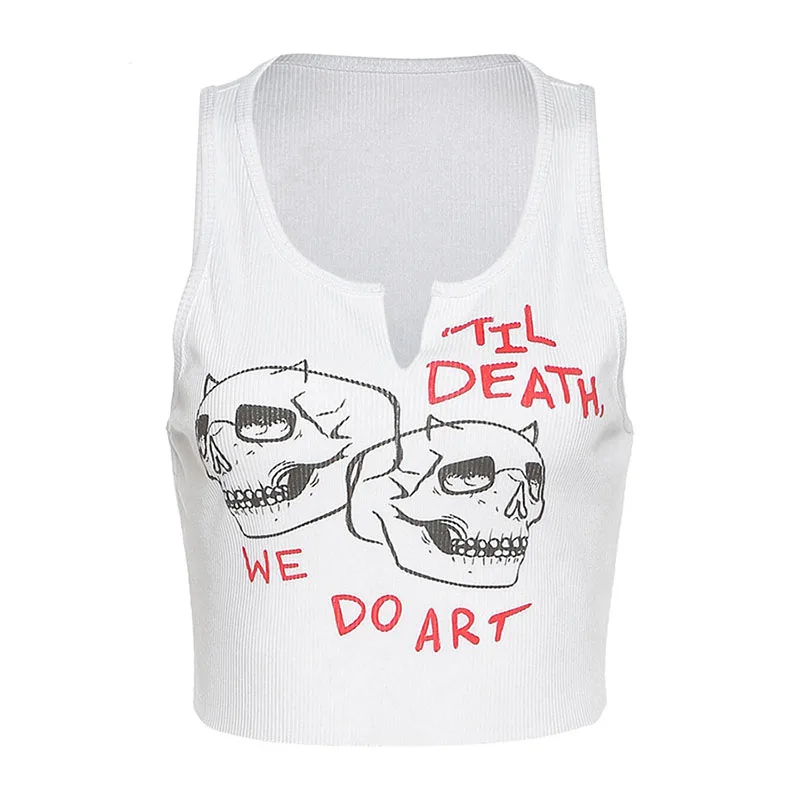 

Aesthetic Graphic Cyber Y2k Streetwear Women Chic Sleeveless Activity Tank Tops 2021Harajuku Skinny Crop Tops Camisole
