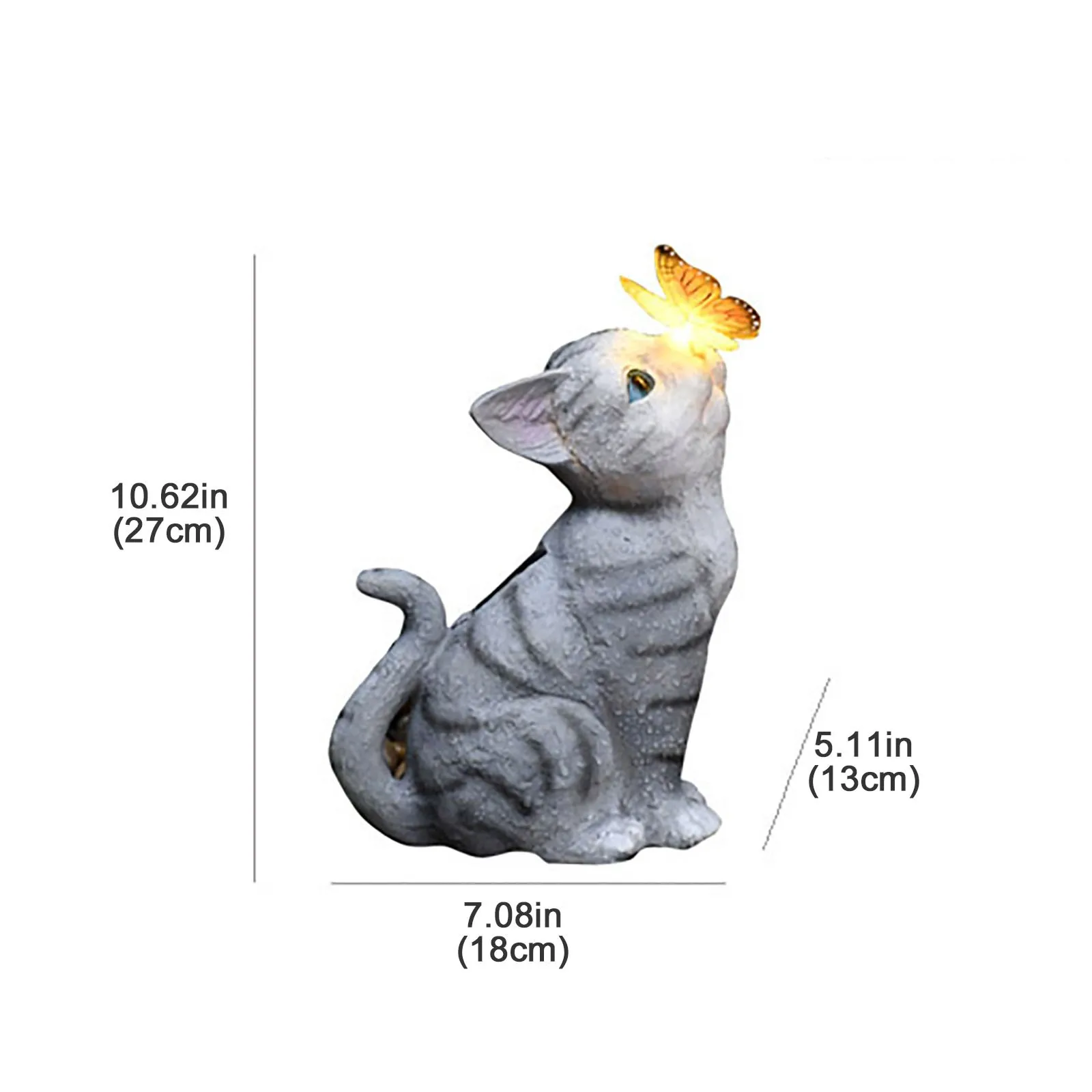

1pc Cute Cat Butterfly Solar Resin Figurine Personalized Garden Statue Balcony Garden Decoration Ornaments #W