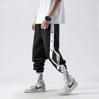 sports breasted pants young mens korean fashion full open button summer thin loose leggings training basketball trousers