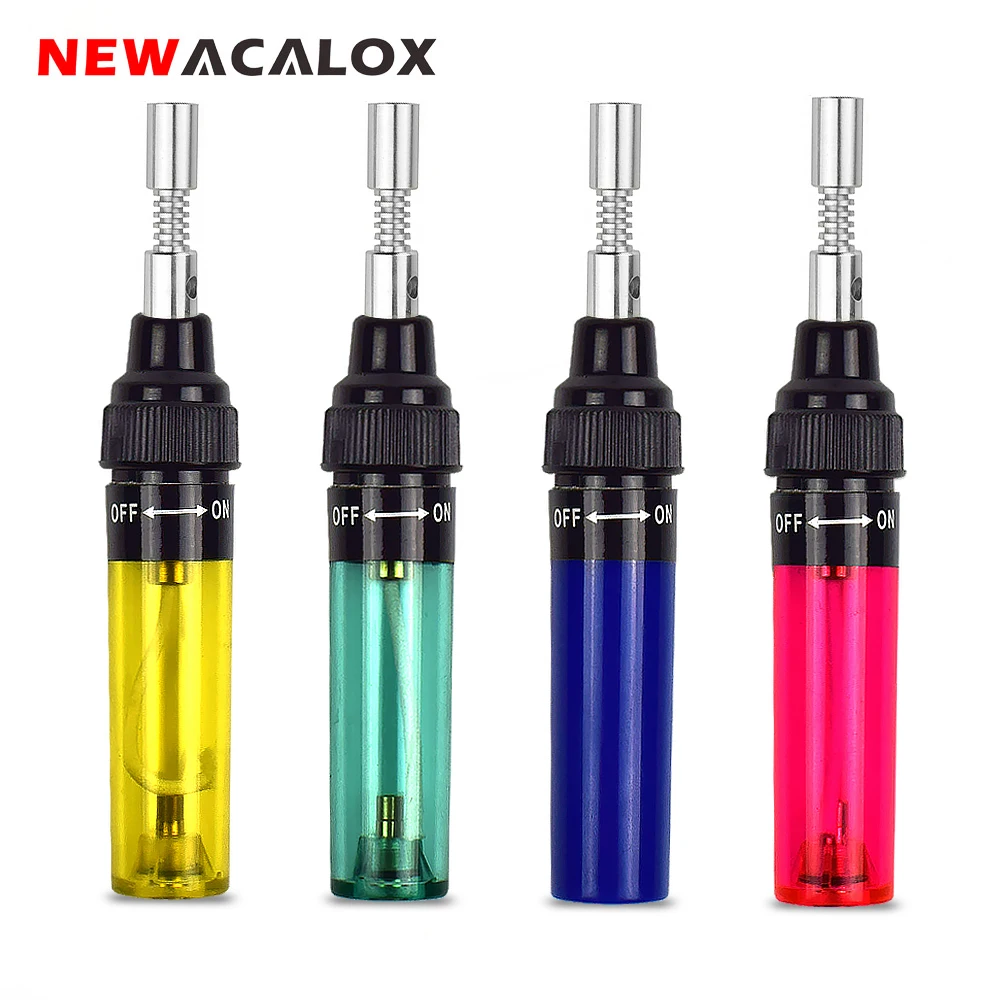 NEWACALOX Мини DIY бутан газовый паяльник пистолет фонарь наконечник инструмент 3 в 1 Электроника паяльник ручка в форме беспроводной