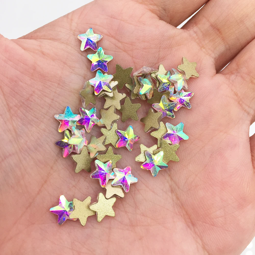 Стразы для дизайна ногтей 30 шт./упак. плоские стеклянные стразы в форме звезды 3D
