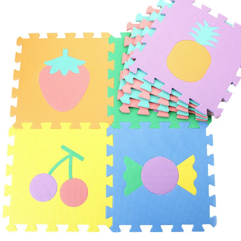 Fruit 9pc Meitoku Детские EVA пены игровой коврик-пазл/Блокировка транспорта пол ковер, каждый 32 см X 32 см = 1" X 12" 1 см толщиной - Цвет: Fruit 9pc