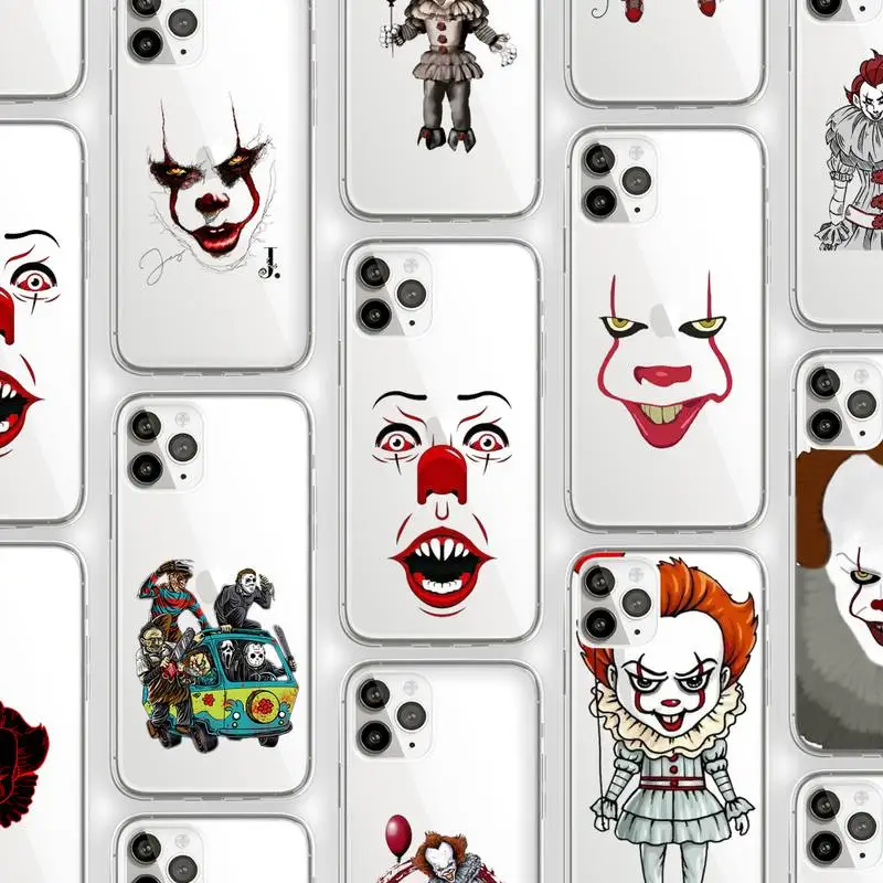 

Horror Character Pennywise Phone Case Transparent for iPhone Samsung 11 12 6 7 8 9 30 Pro X Max XR Plus lite