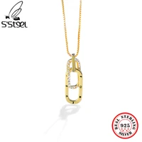 ssteel 925 sterling silver pendants and necklaces for women zircon design minimalist chains vintage clavicle fine jewellery