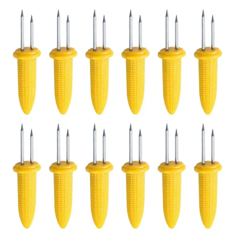 

12 Pack Fork Corn Skewer Stainless Steel Corn Holders Corn On The Cob Skewers Fruit Forks Outdoor Barbecue Tool
