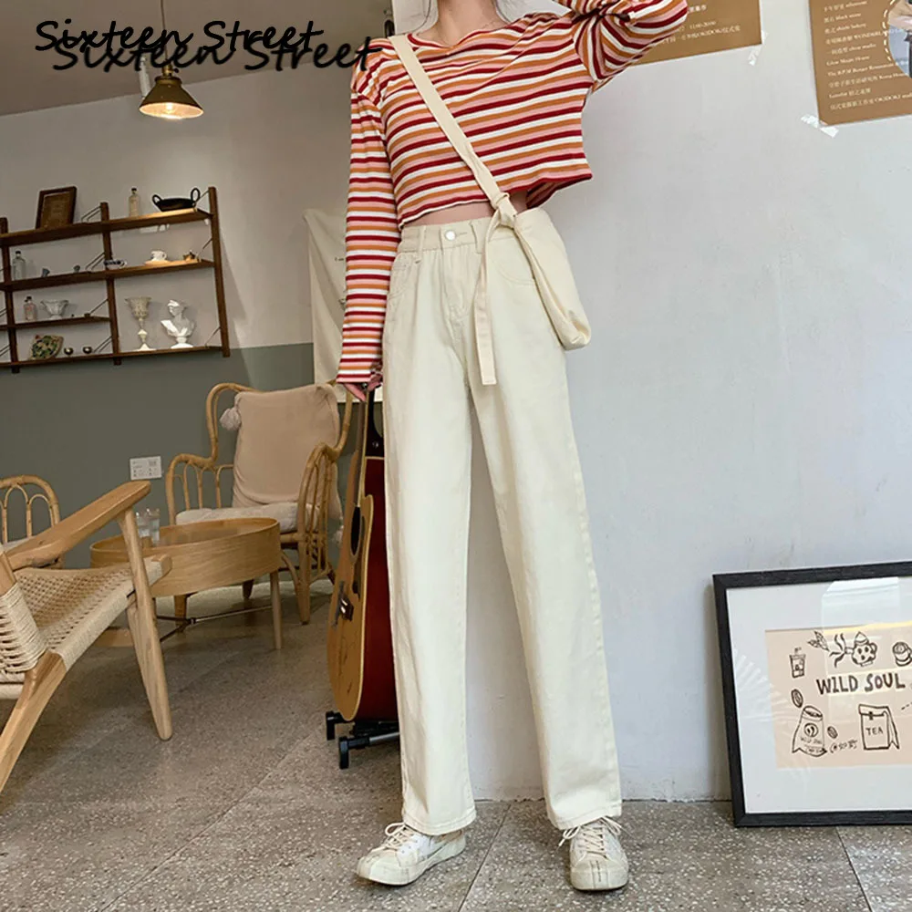 

Autumn Winter Fashion Women's Jeans Causal High Waist Straight Female Pants Cotton Women Trousers Minimalism Korean Style 2020