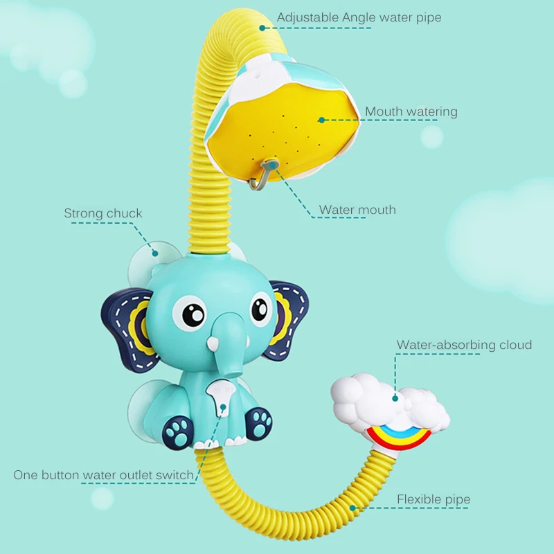 

Bath Toys Baby Water Game Elephant Model Faucet Shower Electric Water Spray Toy For Kids Swimming Bathroom Baby Toys Xmas Gift