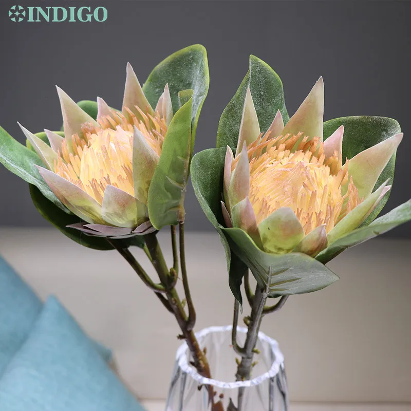 Индиго Шампань Protea cynaroides искусственный цветочный букет свадебный цветок для