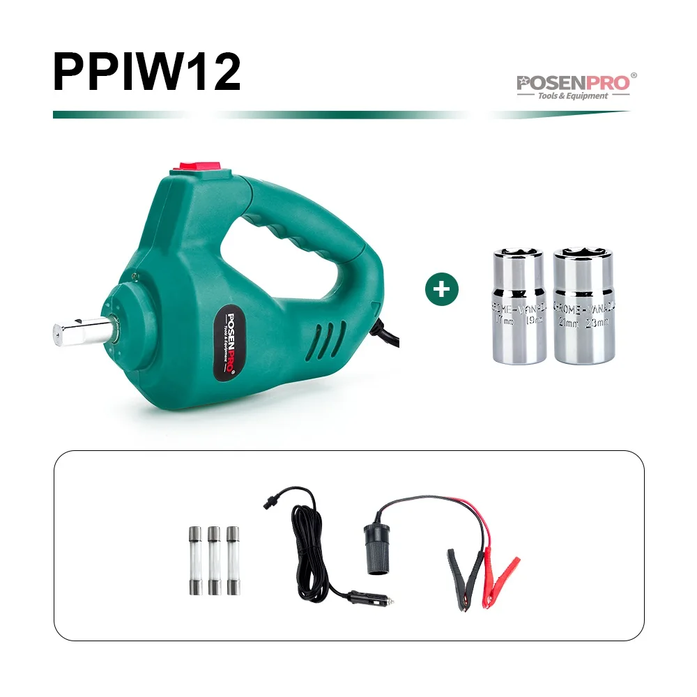 GREEN PAPER BOX POSENPRO Электрический ударный гайковерт 1/2 дюйма 350N. M 12 V ремонт автомобиля ударный водительский ключ пистолет комплект Авто Шинный инструмент - Цвет: GREEN PAPER BOX
