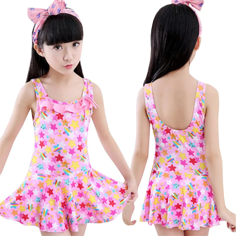 

Girls Swimsuit Flower Star Love Heart Graffiti Kids Sunscreen Swimwear Children Swimsuit Beach Bathing Sport Swimming Dress Suit