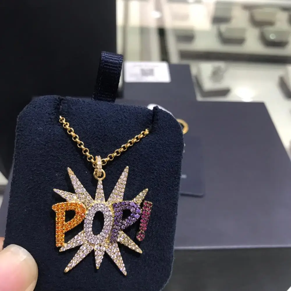 Очаровательные ювелирные изделия с буквами поп кулон ожерелье Роскошный бренд