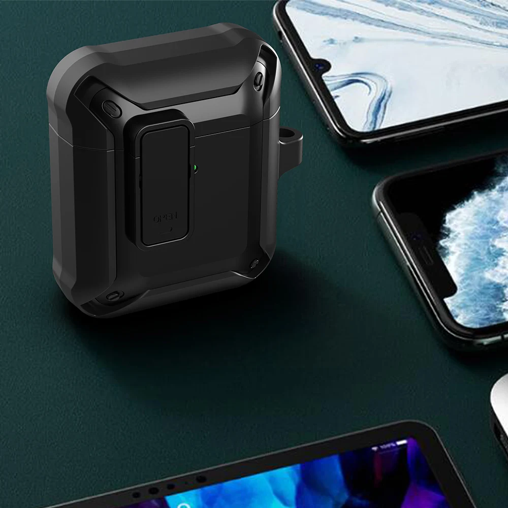 Чехол для Airpods 2 1 чехол наушников с пряжкой и переключателем противоударный Apple