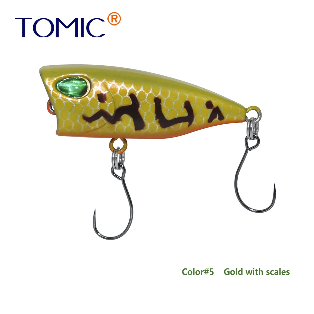 Gold with scales Tomic 4 см Поппер приманки сверхлегкие микро твердые приманки один крючок Топ воды форель Щука рыболовные приманки pesca - Цвет: Gold with scales