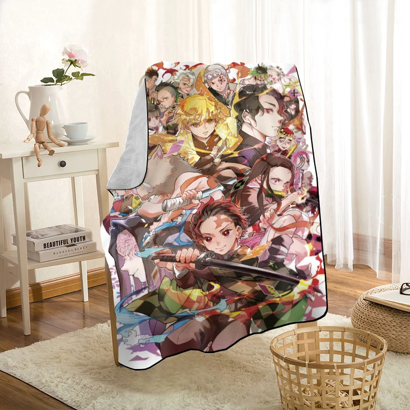 cute kimetsu no yaiba throw blanket personalized blankets on for the sofabedcar portable 3d blanket for kid home textiles free global shipping