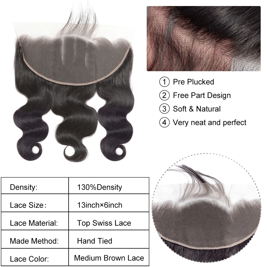 Remy волосы для наращивания 13x6 с пучками бразильские натуральные волнистые