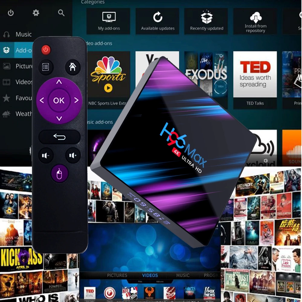 ТВ приставка android 9 0 H96max full hd rk 3318 поддержка Франции для Smart TV телеприставка Bluetooth4.0