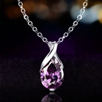 1 pcs fashionable amethyst womens necklace teardrop amethyst pendant jewelry anniversary gift necklace