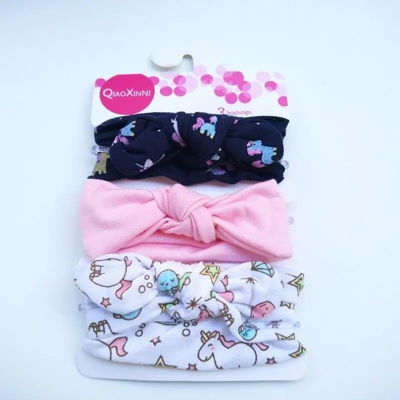 

3Pcs Baby Headband Kids Cute Headwear Baby Girl Hair Accessories Cotton Rabbit Ear Baby Headband Bowk Elastic Headrope