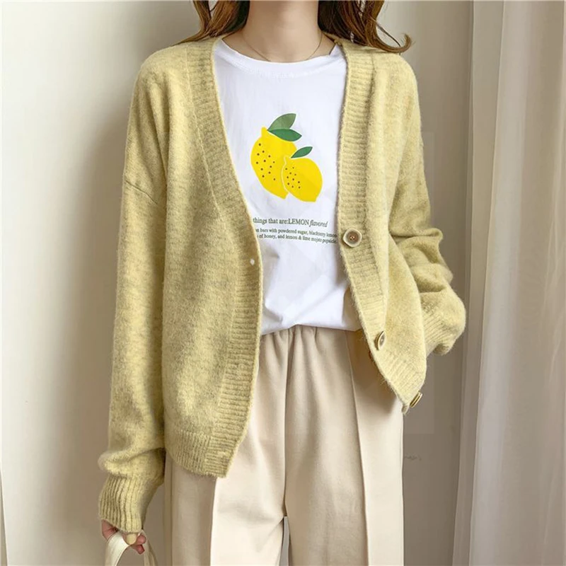 

2020 Winter Cashmere Knitted Jacket Girls Korean Chic Tops Woman's Sweaters Jersey Cardigans