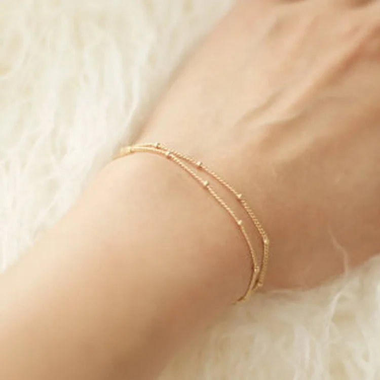 

simple fashion exquisite copper beads bracelet double layer bracelets women the most beautiful gift factory whloesale jewelry