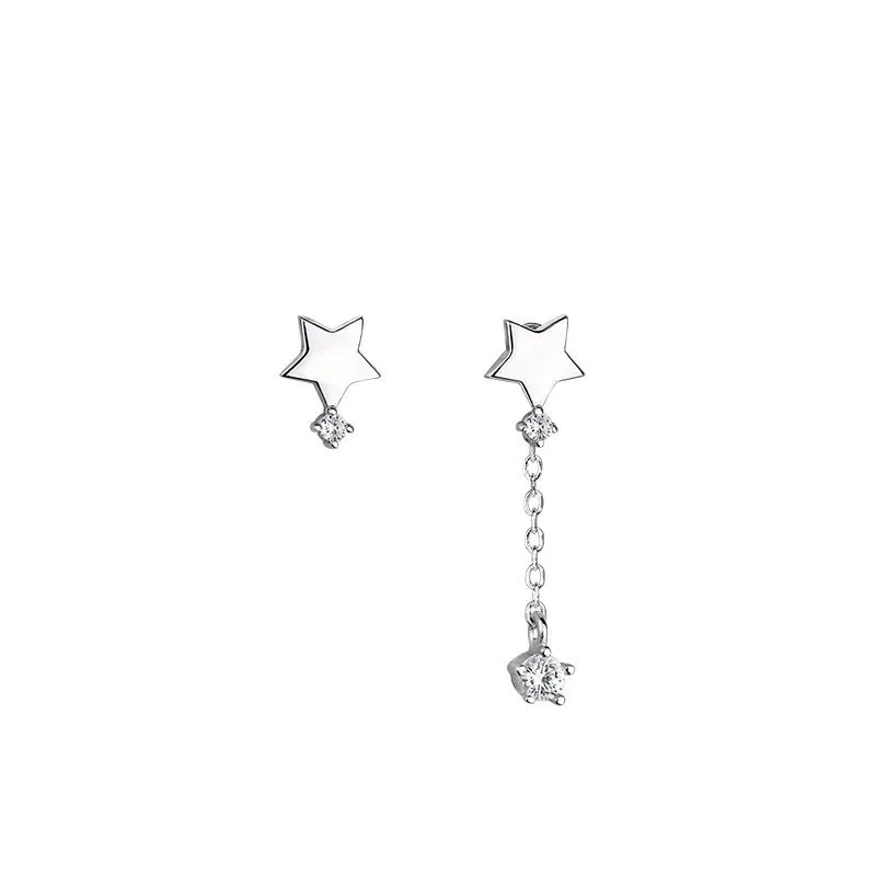 

Asymmetric star diamond earrings tassel temperament simple ear jewelry female