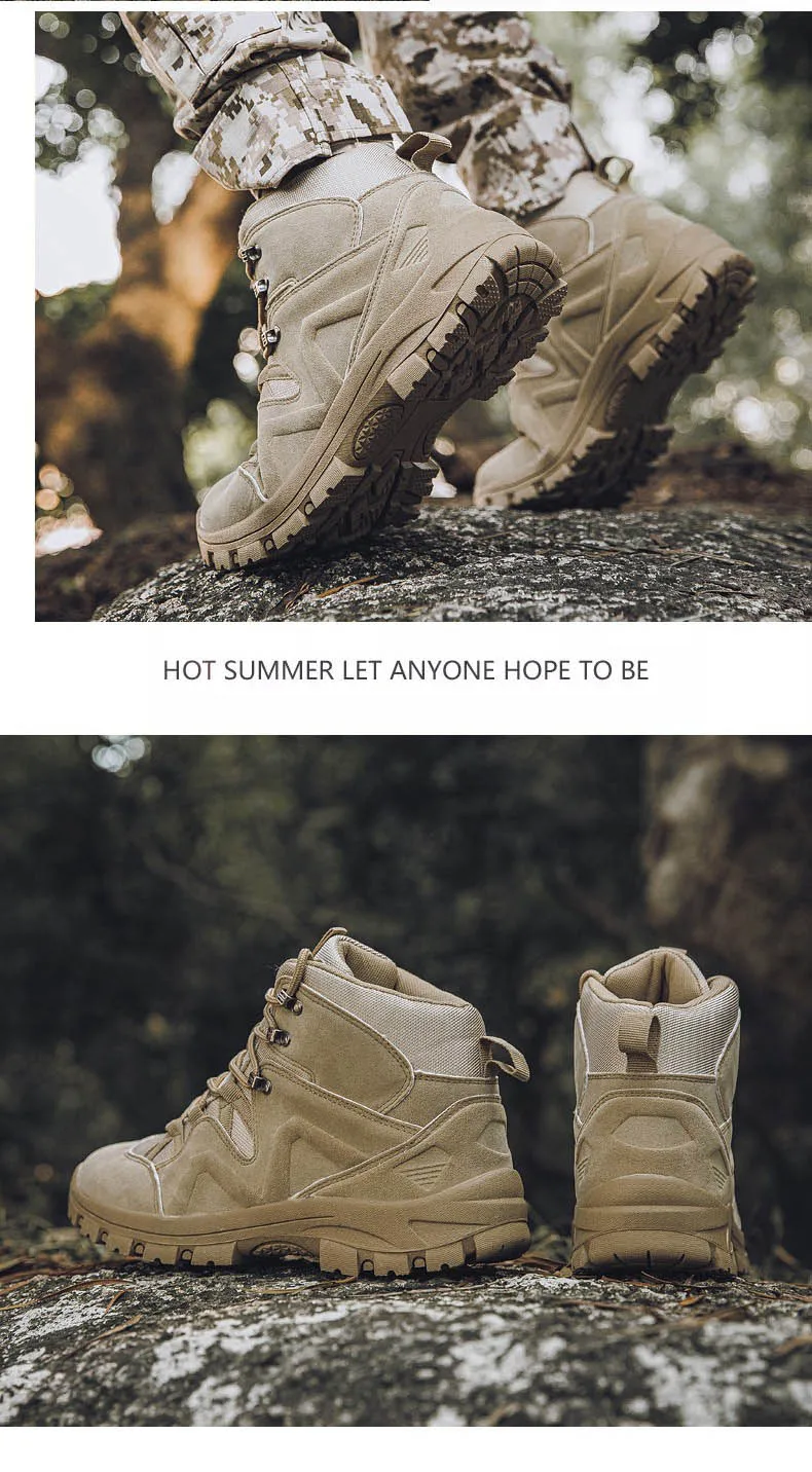 Men Tactical Boots Army Boots Military Desert Waterproof Work Safety Shoes Climbing Hiking Sport Shoes Ankle Men's Outdoor Boots