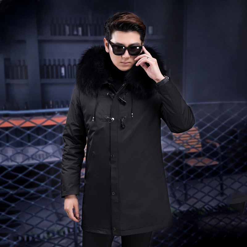 Новинка Модные мужские куртки из натурального меха кролика пальто парка с