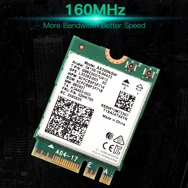 2400 Мбит/с двухдиапазонный Wi Fi 6 беспроводная карта Intel AX200 Настольный комплект