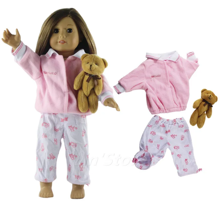 

Doll Clothes Top+pants for 18'' inch American Doll Handmade Sleepwear