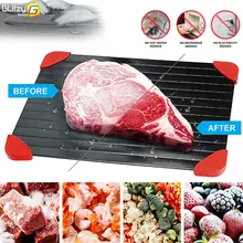 Fast Defrosting Tray Thaw Frozen Food Meat Fruit Quick Aluminum Alloy Steel Plate Board Defrost Kitchen Gadget Tool